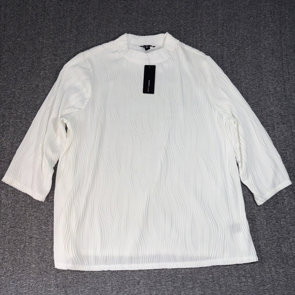 NWT Women's White Robert Louis Top Blouse Mock Neck Size 3X
